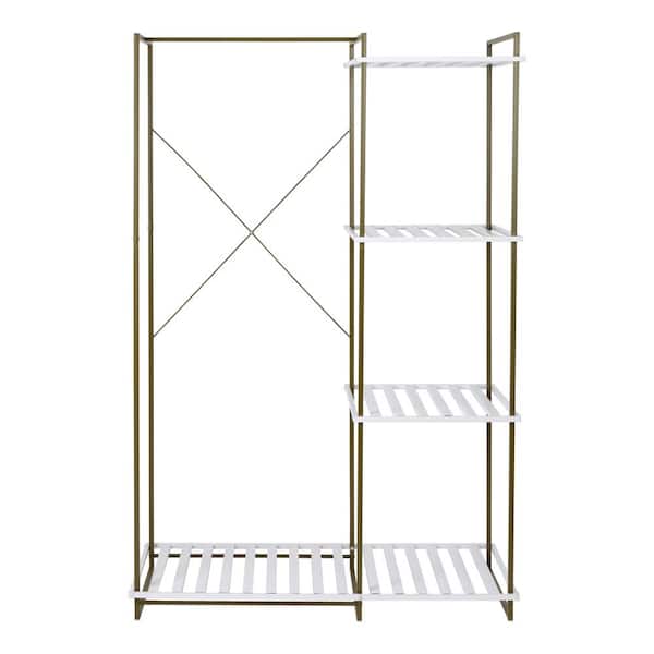 Honey-Can-Do White Steel Clothes Rack 45.2 in. W x 68 in. H
