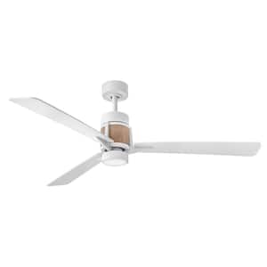 Atticus 56.0 in. Indoor/Outdoor Integrated LED Matte White Ceiling Fan with Remote Control