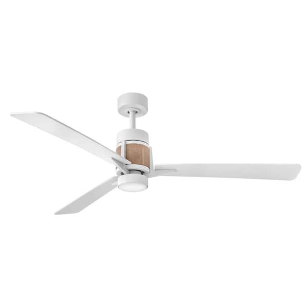 HINKLEY - Atticus 56.0 in. Indoor/Outdoor Integrated LED Matte White Ceiling Fan with Remote Control