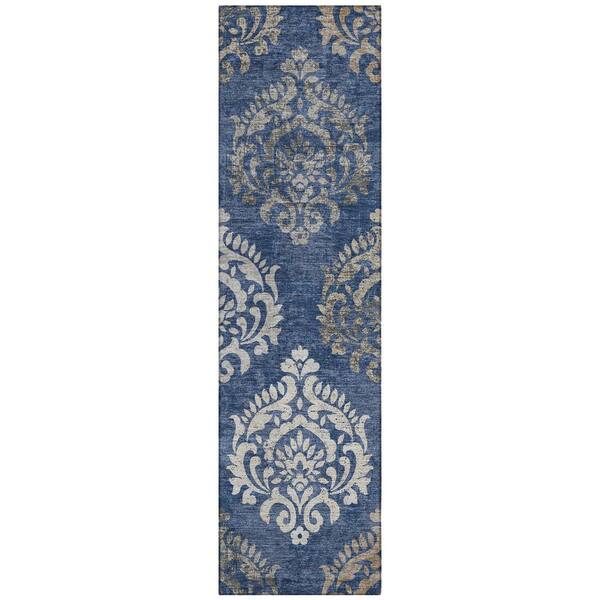 Chantille Machine Washable Indoor/Outdoor Abstract ACN3148 Navy 2 ft. x 7 ft. Runner Rug