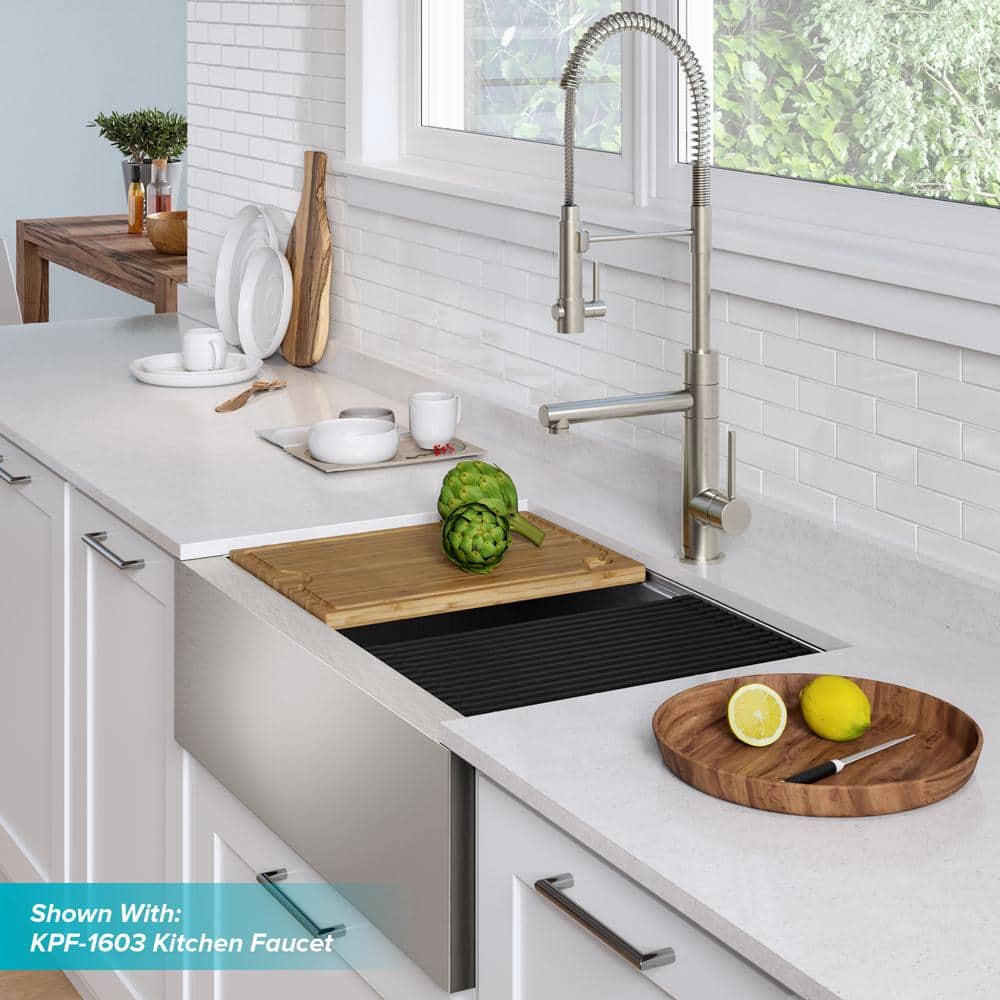 Kore 33" Stainless Steel Farmhouse Kitchen Sink with Accessories