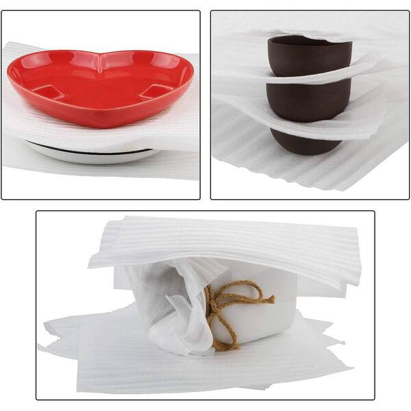 100 Sheets 12x12 Inch Foam Wrap - Cushion Packing Material For Dishes, Glass & Fragile Items