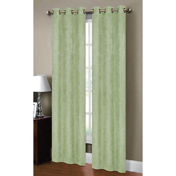 Bella Luna Semi-Opaque Calypso Embossed Textured 84 in. L Room Darkening Grommet Curtain Panel Pair, Leaf (Set of 2)
