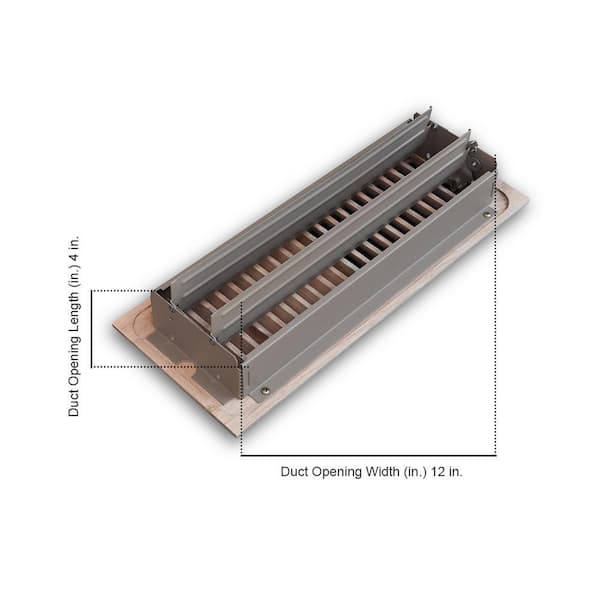 Oak Wood 4 in. x 12 in. 2-Way Wooden Floor Register in Unfinished