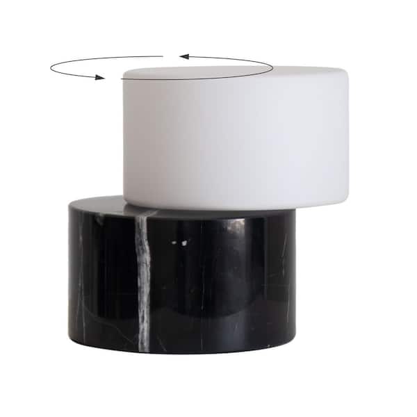 ZigZag 6.5 in. LED Black Marble Modern Dimmable Bedside Nightstand Desk Lamp