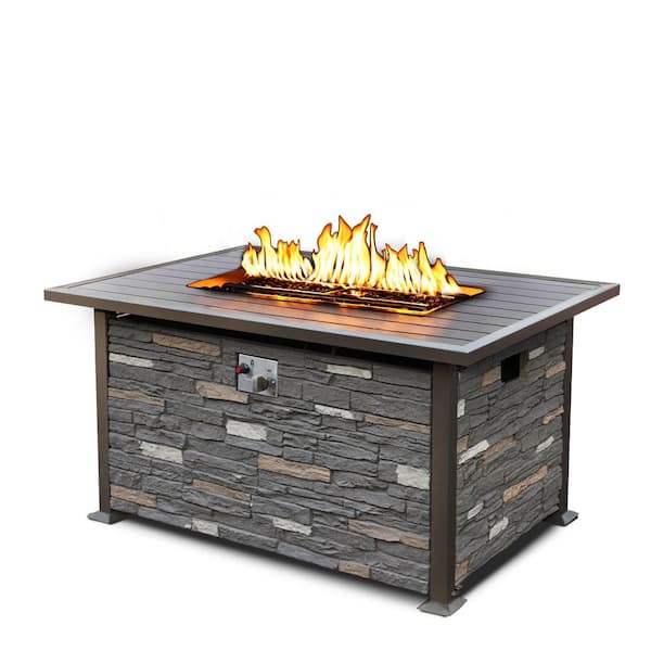 NOBLEMOOD Residential 48 in. Brown Outdoor Propane Fire Pit Table 50000 BTU Gas Fire Pit Table