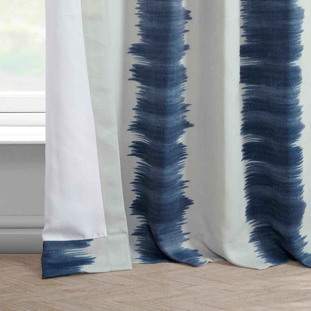 Flambe Blue Ikat Print Blackout Twin Curtains