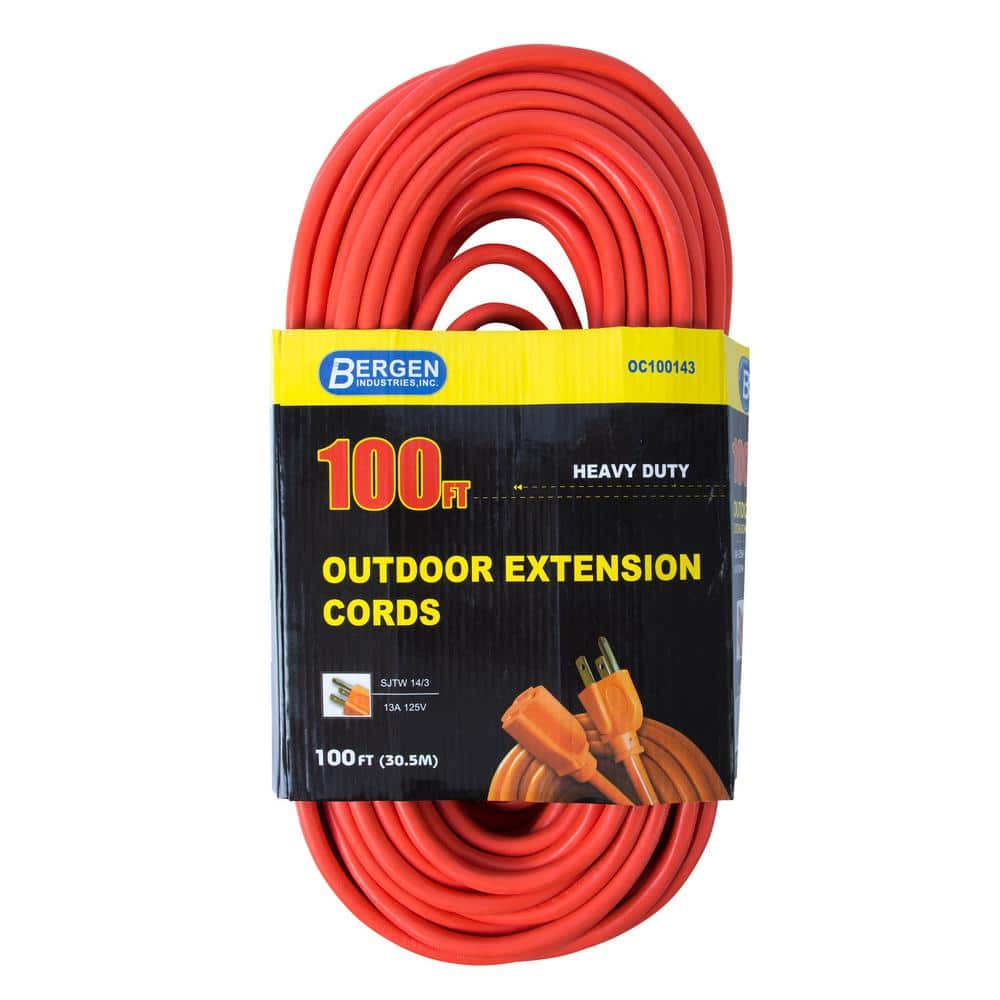 100 ft. 14/3 SJTW 13 Amp/125-Volt Outdoor Single Receptacle Extension Cord, Orange price history on PriceWatchPro