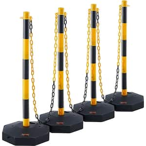 Traffic Delineator Post Cones Adjustable,  Traffic Safety Delineator Barrier with Fillable Base 8 ft. Chain(4-Pieces)