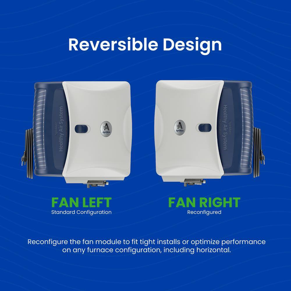 Whole-House White and Blue Evaporative Humidifier with Humidistat