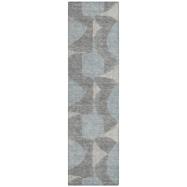 Chantille Machine Washable Indoor/Outdoor Abstract ACN3060 Gray 2 ft. x 7 ft. Runner Rug