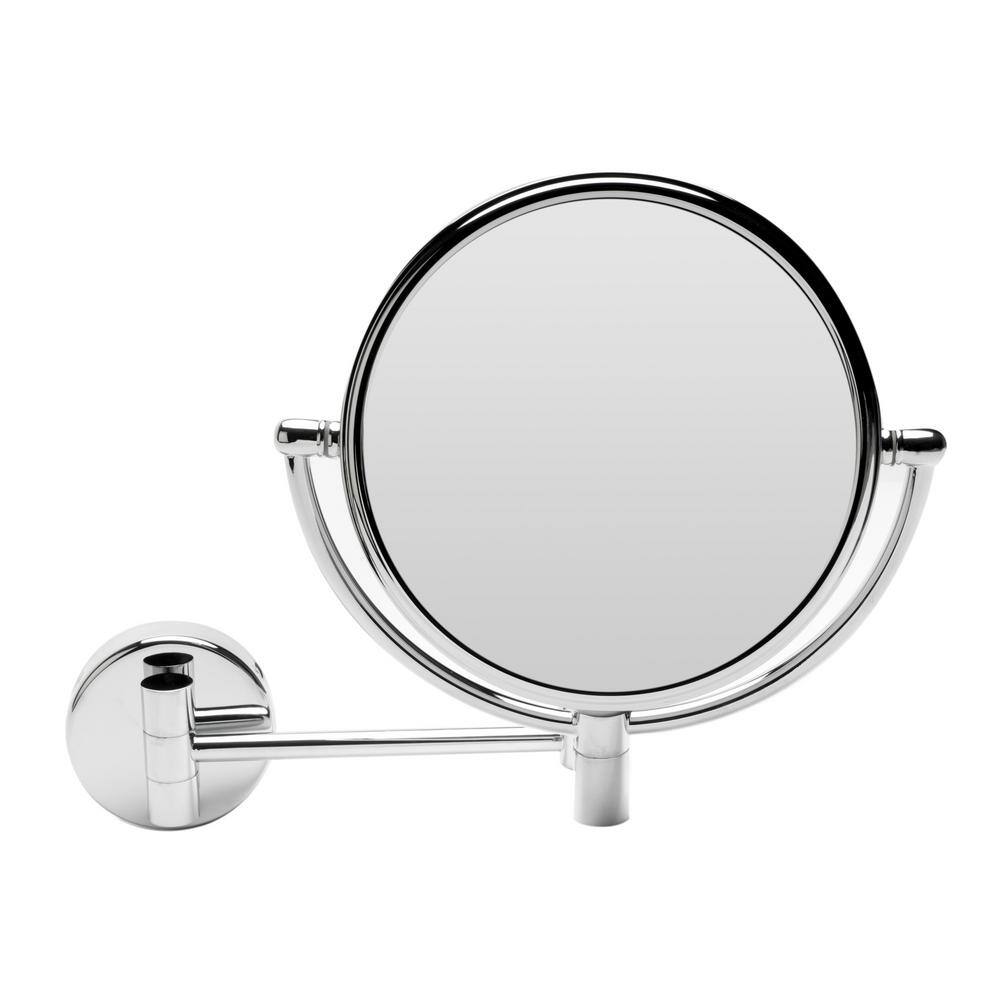 Wall Mounted 10'' Polished Chrome Round Magnifying Cosmetic Mirror