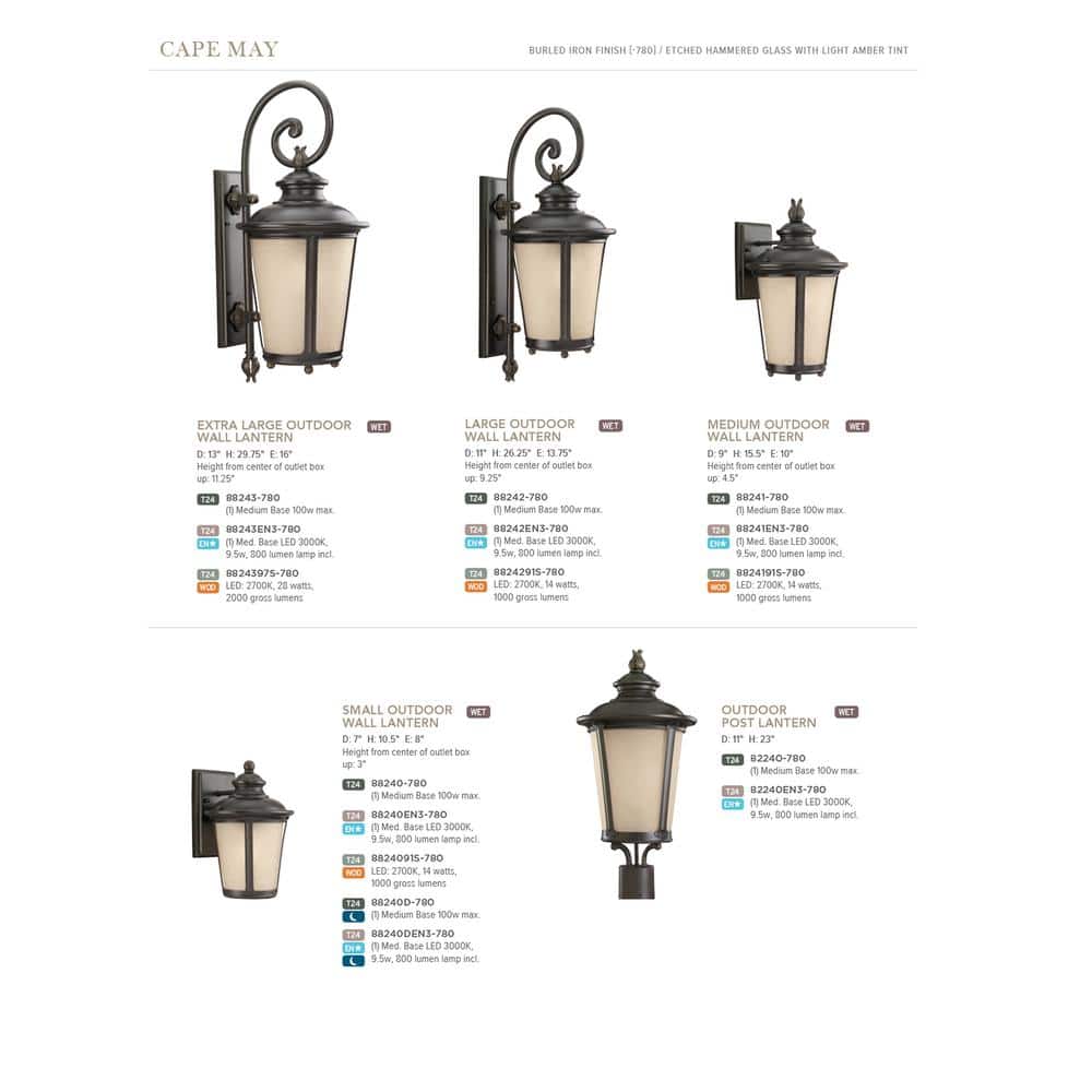 Cape May Traditional Burled Iron Outdoor Wall Lantern