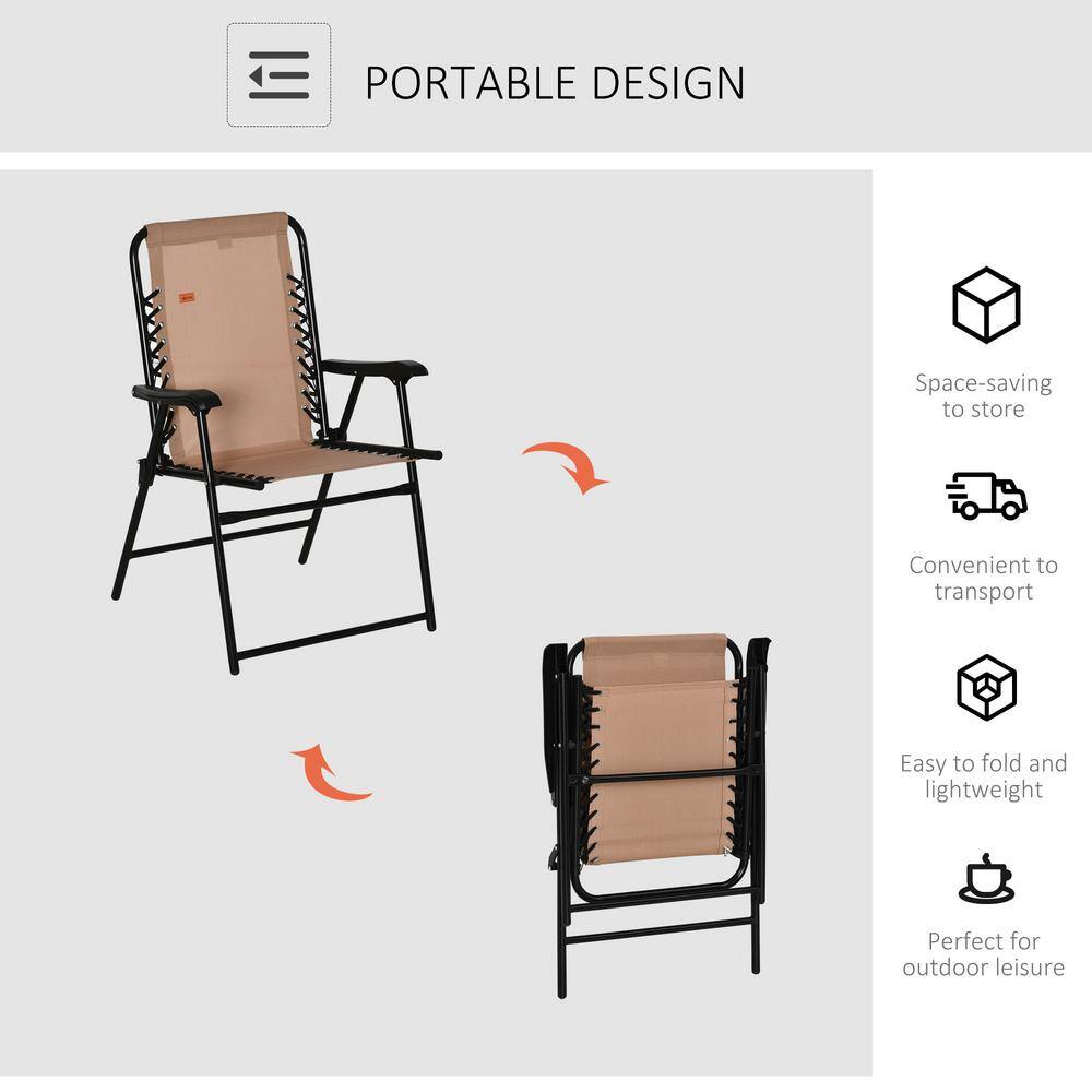 Beige Zero Gravity Folding Outdoor Chair with Arms