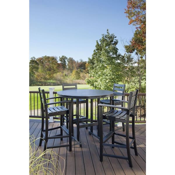 Monterey Bay Charcoal Black 48 in. Round Patio Bar Table