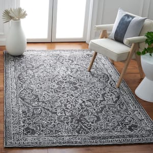 Marquee Black/Ivory 6 ft. x 6 ft. Floral Oriental Square Area Rug