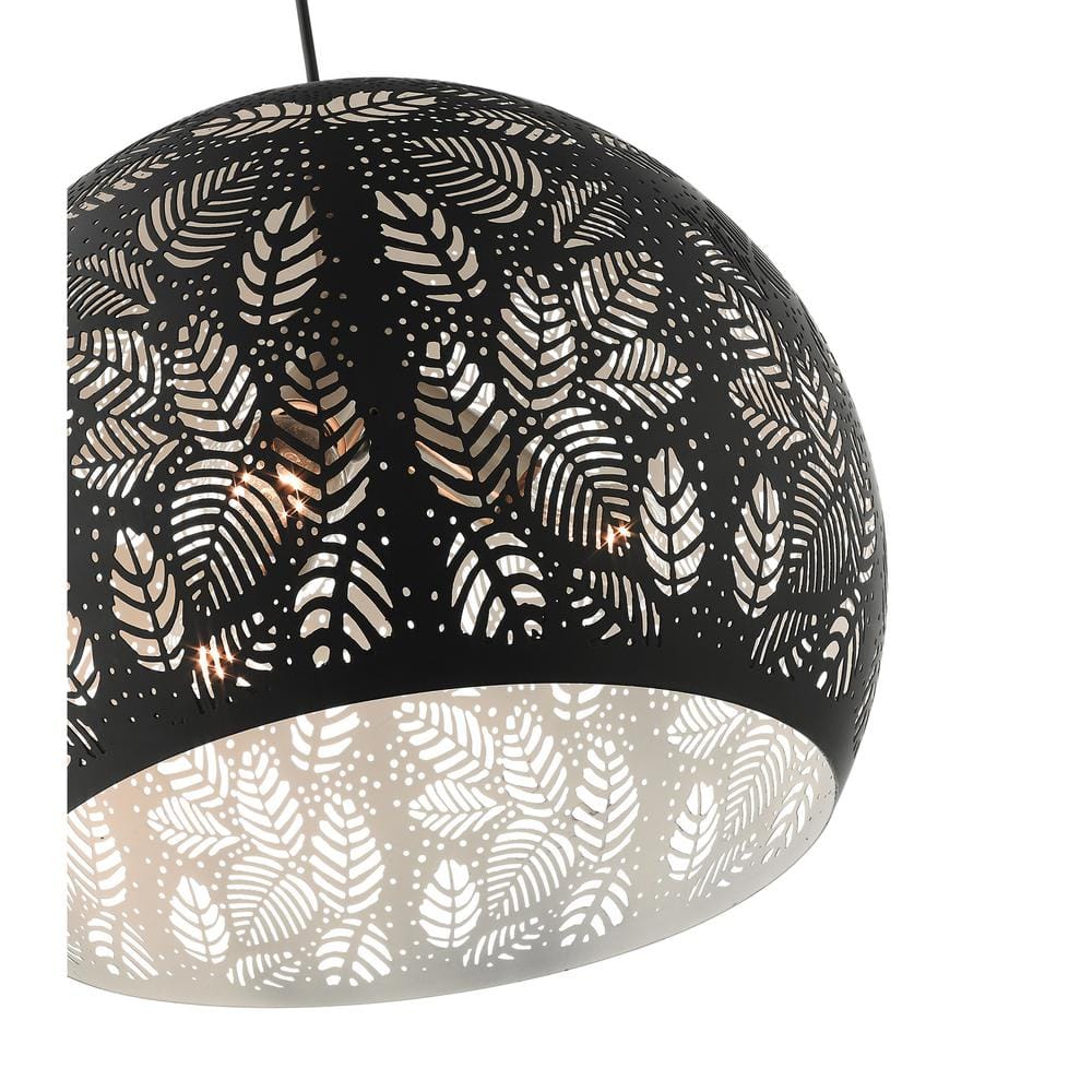 Black and Nickel 3-Light Globe Pendant with Crystal Accents