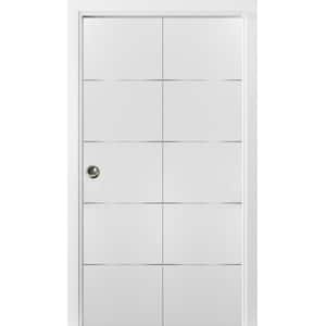0020 36 in. x 84 in. Flush Solid Wood White Finished Wood Bifold Door with Hardware