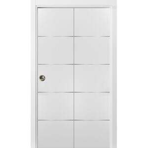 0020 60 in. x 84 in. Flush Solid Wood White Finished Wood Bifold Door with Hardware