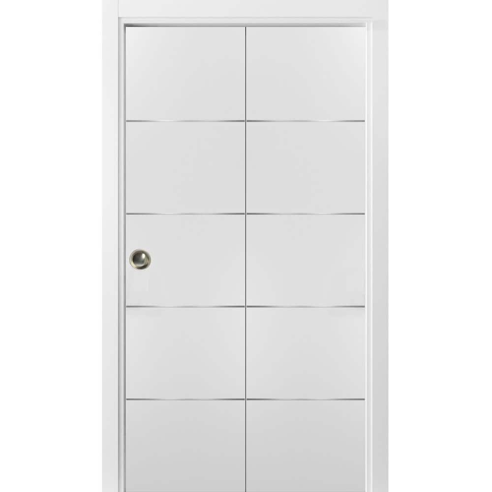 Sartodoors 0020 72 In. X 96 In. Flush Solid Wood White Finished Wood ...