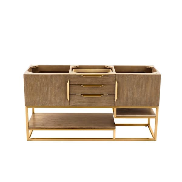 James Martin Vanities Columbia 58.8 in. W x 19.5 in. D x 36.0 in. H Double Bath Vanity Cabinet without Top in Latte Oak