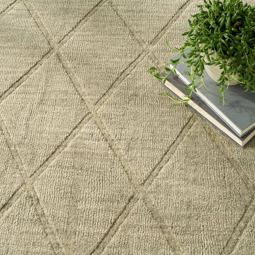 Sage Geometric Handmade Wool 5' x 7' Area Rug