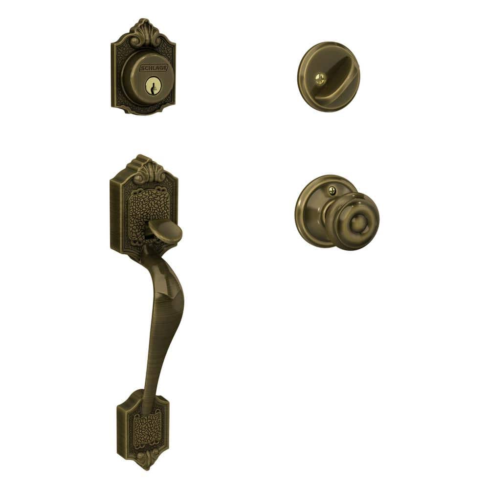 Schlage? Door Knob Grecian Greek Key Antique Aged Brass Privacy Latch Set  Parts