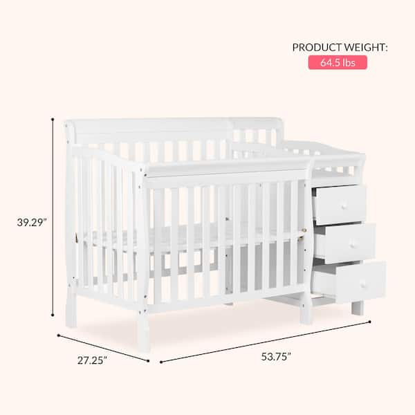 Dream On Me Jayden 4-in-1 White Mini Convertible Crib And Changer