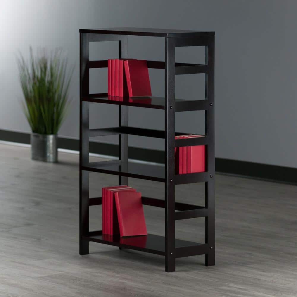 Espresso Transitional Wood 3-Tier Storage Shelf for Kids and Toys