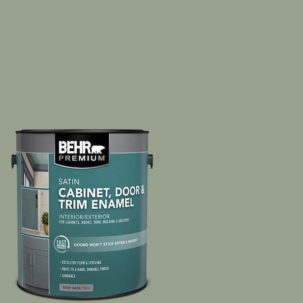 BEHR PREMIUM 1 gal. #N390-4 Bitter Sage Satin Enamel Interior/Exterior Cabinet, Door & Trim Paint