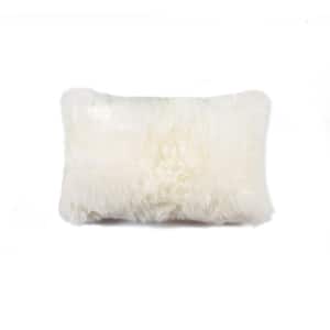 New Zealand Sheepskin Natural Solid 12 in. x 20 in. Throw Pillow