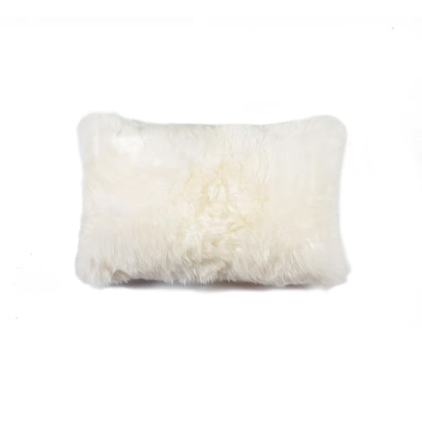 natural New Zealand Sheepskin Natural Solid 12 in. x 20 in. Throw Pillow