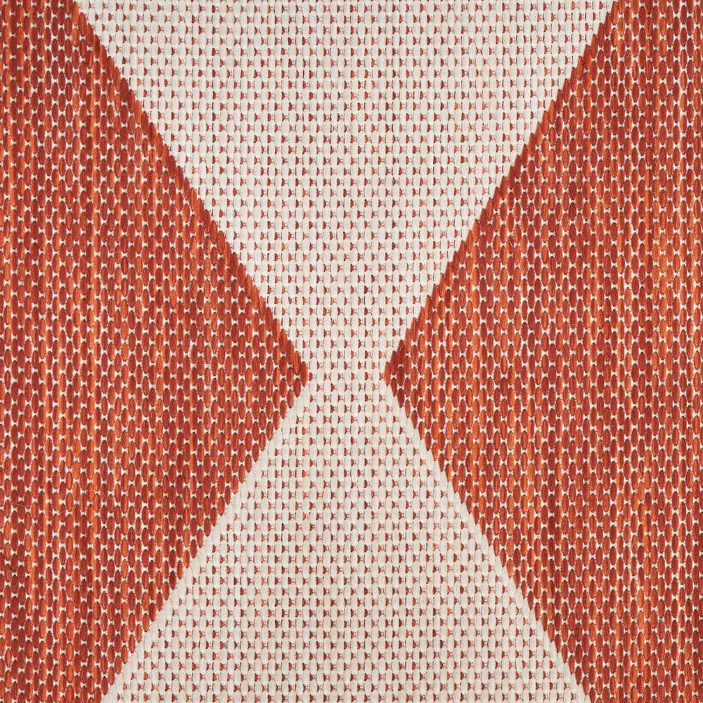 Positano Terracotta and Off-White Diamond Outdoor Rug 7' x 10'
