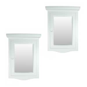 Corner Medicine Cabinet 20.125 inches Width Hardwood Wall Mount Recessed in White Mirror (Set of 2)