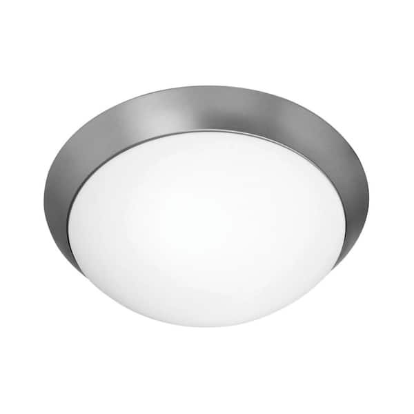 Access Lighting Cobalt 2-Light Brushed Steel Flush Mount with Opal Glass Shade