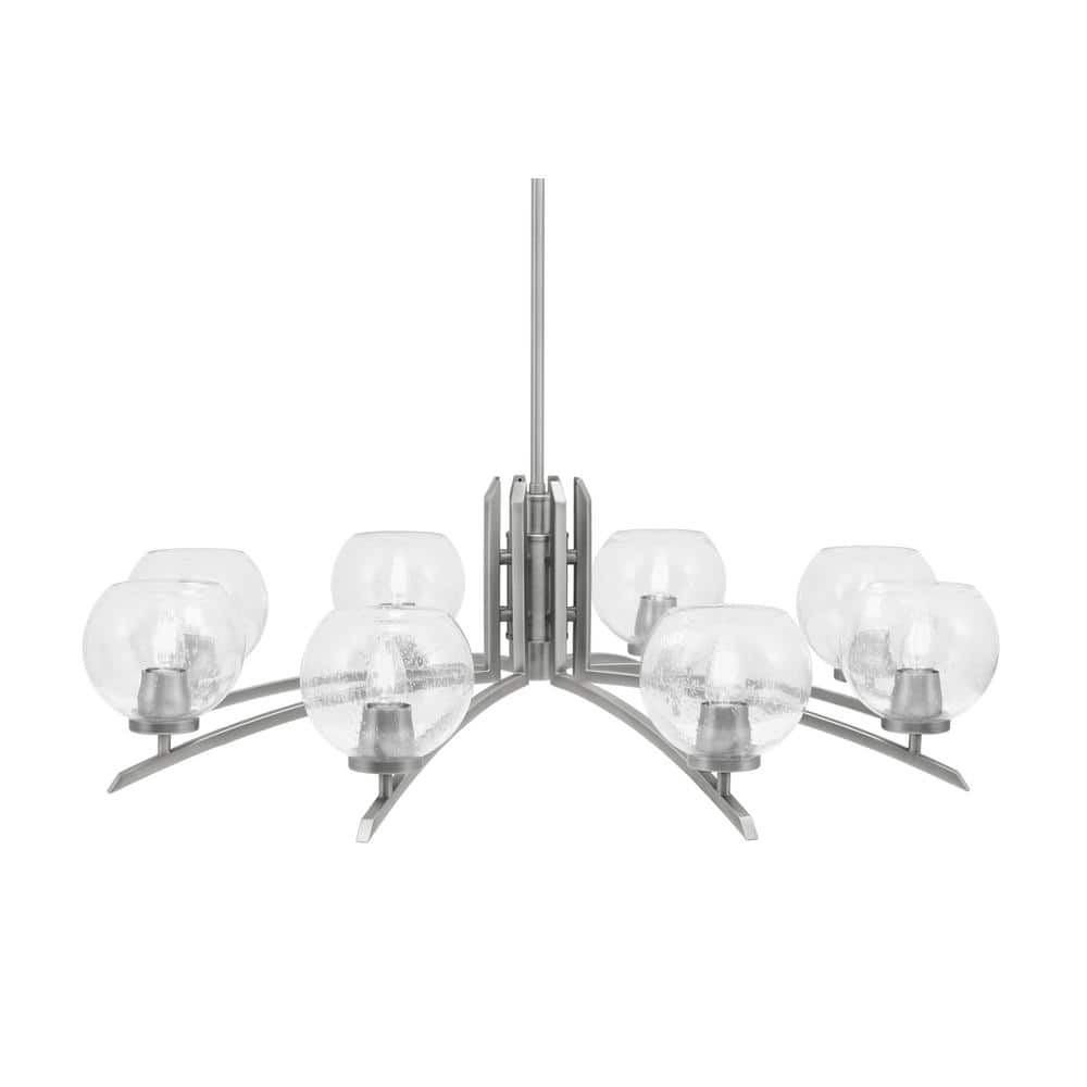 Siena 8-Light Graphite Chandelier, Round Chandelier with Clear Bubble Glass