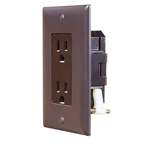 Dual AC Self-Contained Outlet With Cover-Plate - Brown