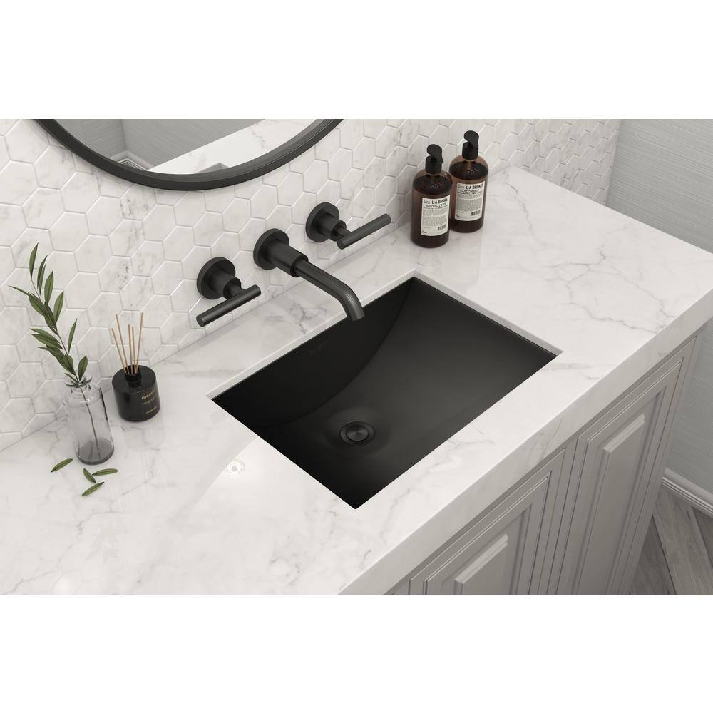 Gunmetal Black Stainless Steel Undermount Rectangular Bathroom Sink, 34 x 14 inches