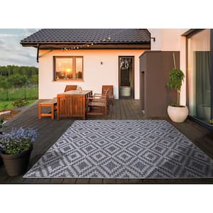 Samba Square Gray 5 ft. x 7 ft. Indoor/Outdoor Patio Area Rug