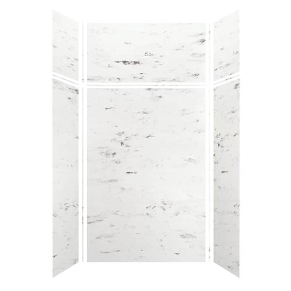 Transolid 48 in. W x 96 in. H x 36 in. D 6-Piece Glue to Wall Alcove Shower Wall Kit with Extension in. White Venito Velvet