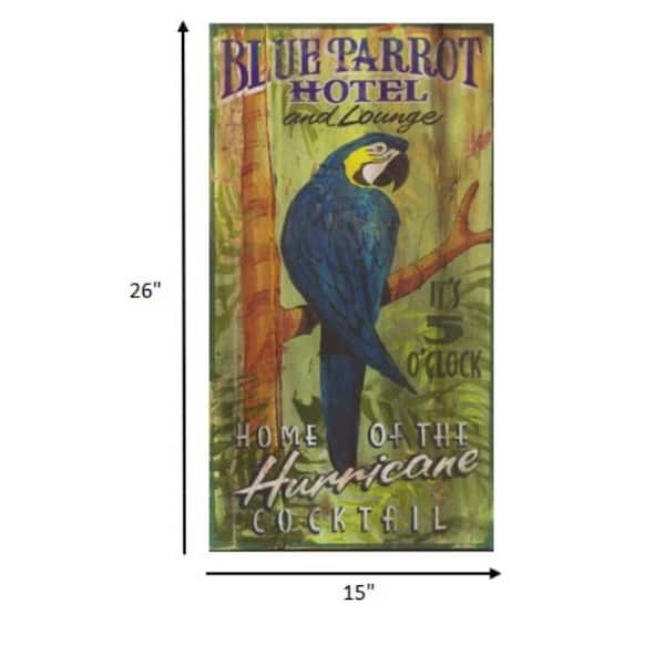 HomeRoots Charlie Tropical Parrot Five O'Clock Somewhere Wood Wall Art  2000401566 - The Home Depot