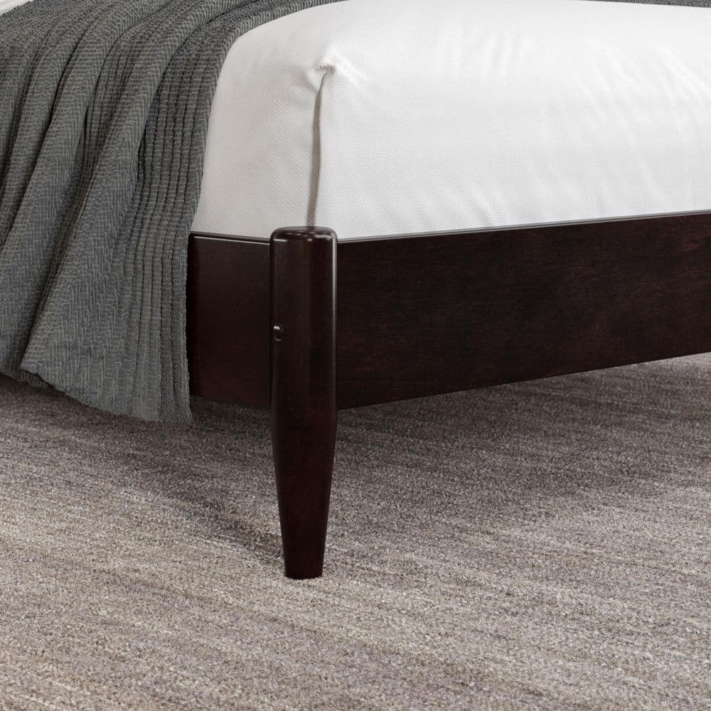 Espresso Full Wood Platform Bed with Slatted Headboard