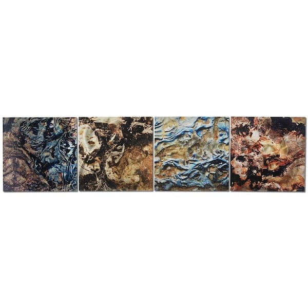 Filament Design Brevium 12 in. x 50 in. Mother Earth Metal Wall Art (Set of 4)