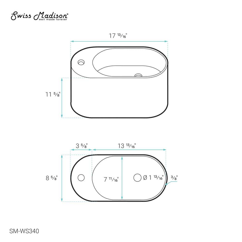 Terre Matte White Ceramic Wall-Mount Bathroom Sink