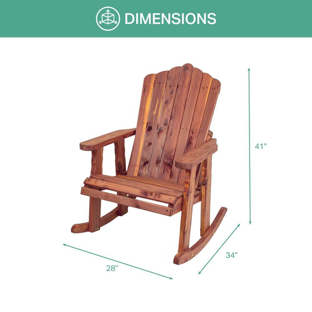 Natural Cedar Adirondack Rocking Chair with Armrests