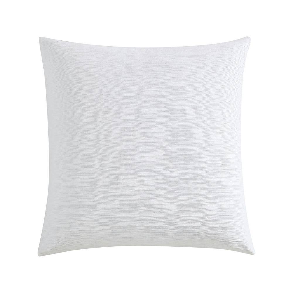 VERA WANG Solid Textured Pleats White Cotton European Sham Set USHSGY1225794