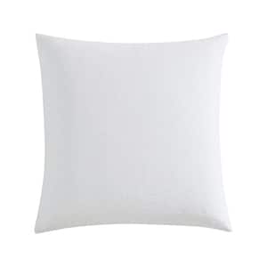 Solid Textured Pleats White Cotton European Sham Set