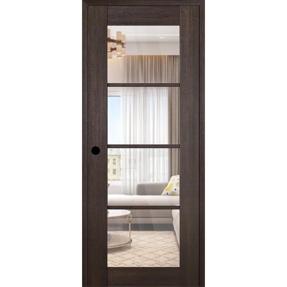 Vona 4 Lite DIY-Friendly 36 in. x 80 in. Right-Handed Clear Glass Veralinga Oak Composite Single Prehung Interior Door price history on PriceWatchPro