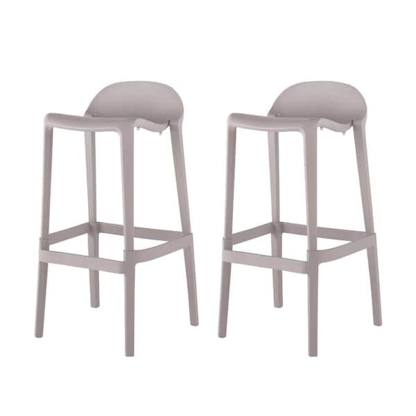 Lagoon Joyous 34.30 in. Grey Indoor/Outdoor Barstool (Set of 2)
