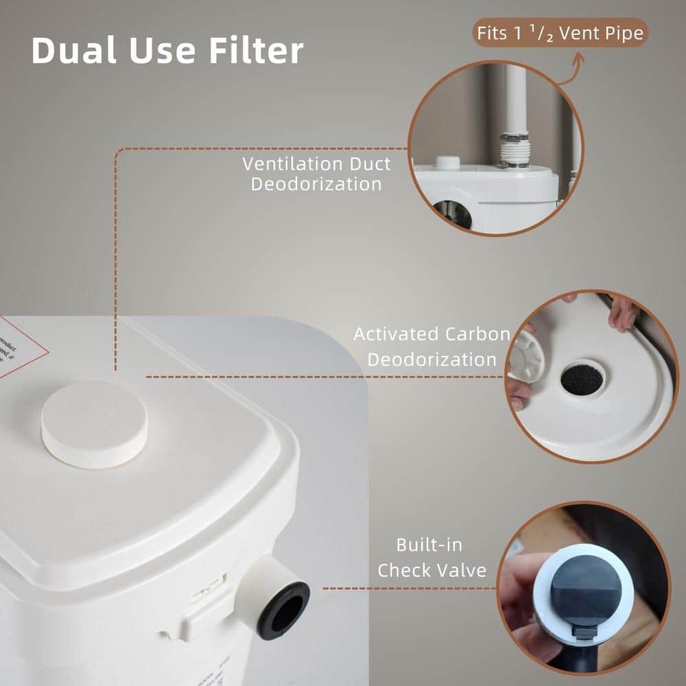 White Ceramic Two-Piece Elongated Macerating Toilet System